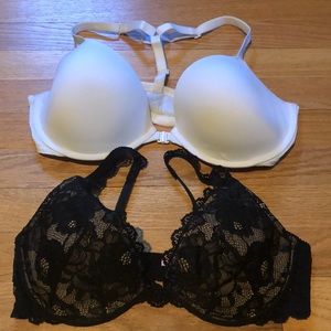 Victoria Secret set of 2 36C bras black/white